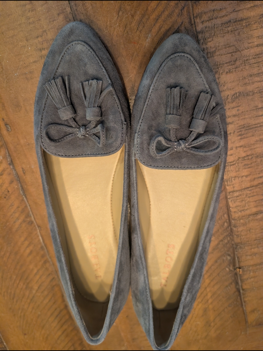 Talbots Gray Suede Tassel Loafers